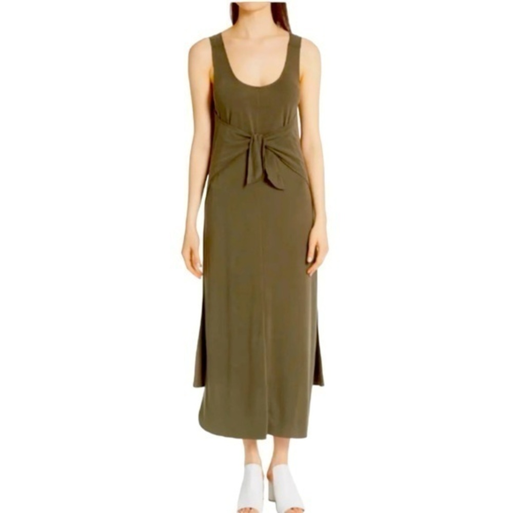Vince Sleeveless Tie Front Midi Dress